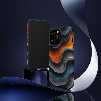 Phone Case Abstract Wave – Aesthetic Orange Teal Black Cover – Case Gift