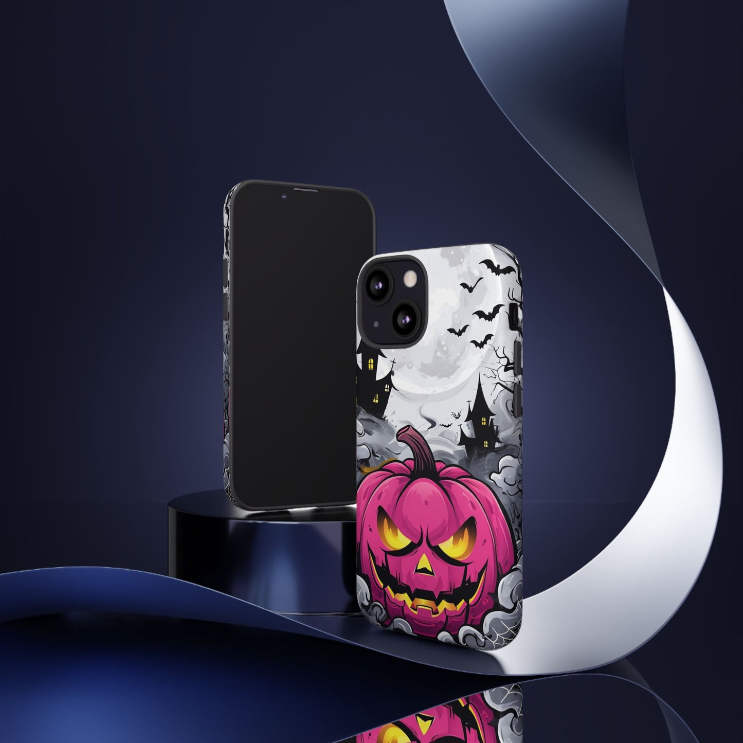 Spooky Halloween Pumpkin Phone Case with Haunted Night Scene – Perfect for Fall & Trick-or-Treating