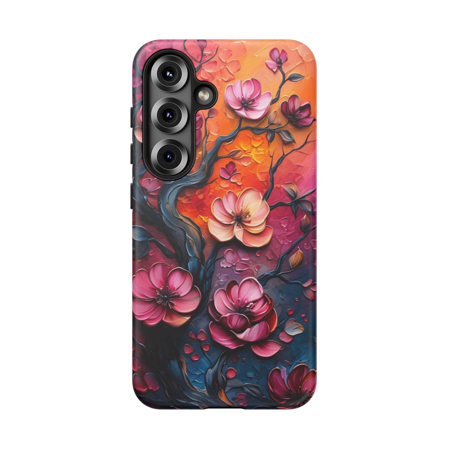 Colorful iPhone and Samsung Case with Artistic Blossoms – Protective Floral Cover