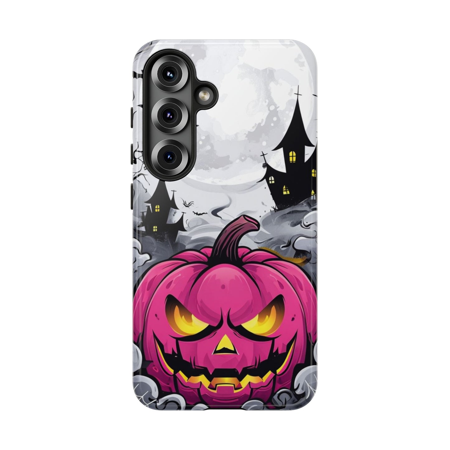Spooky Halloween Pumpkin Phone Case with Haunted Night Scene – Perfect for Fall & Trick-or-Treating