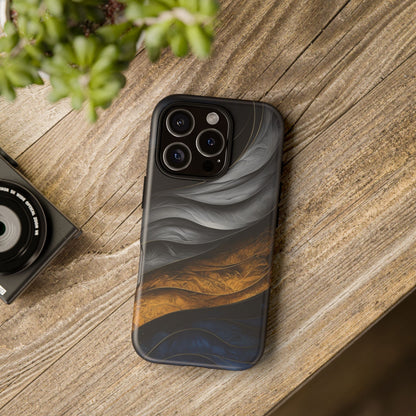 Phone Case Elegant Abstract Marble  – Gold, Grey & Navy Design