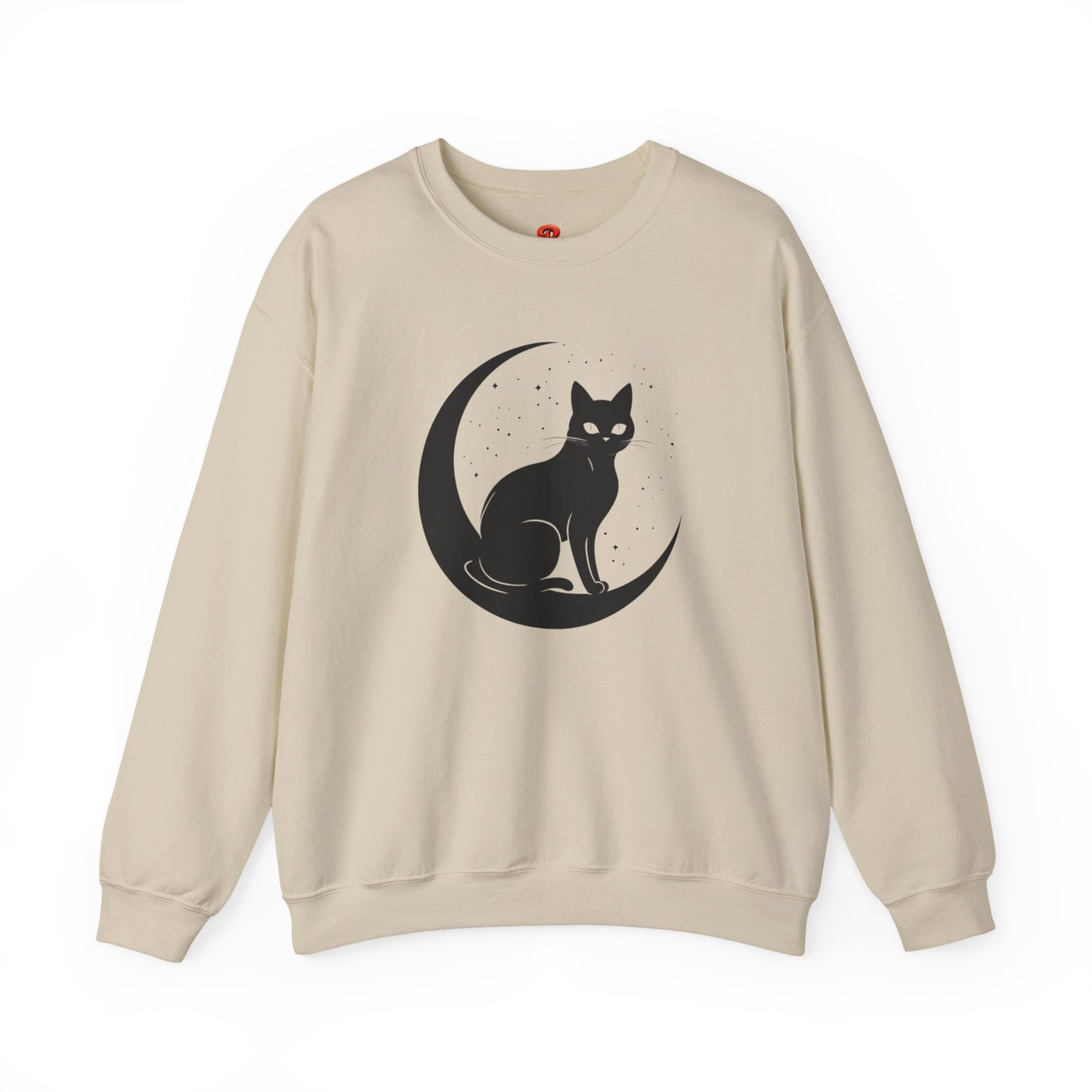 Mystical Cat Moon Crescent Tee - Celestial Black Cat Witchy Aesthetic Shirt
