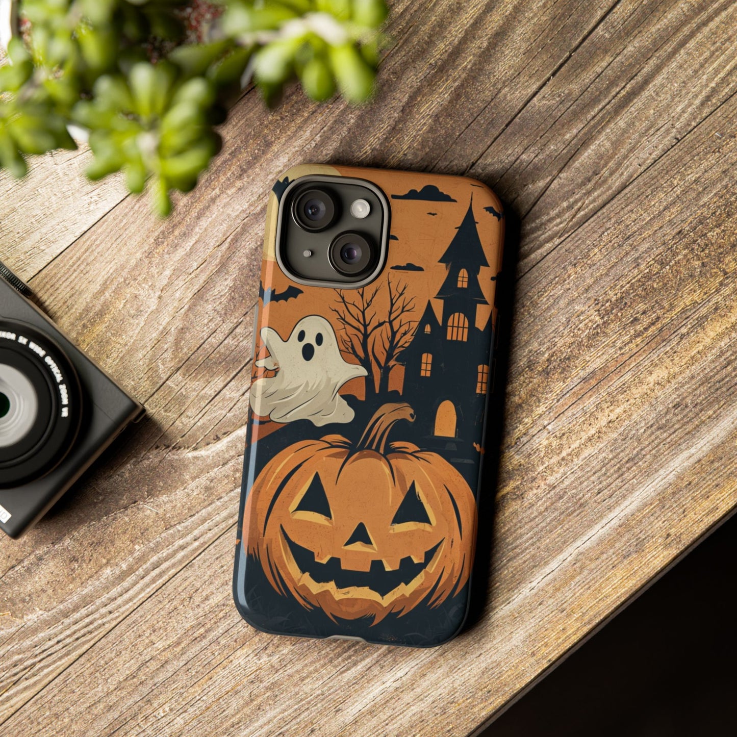Halloween Ghost and Jack-O'-Lantern Phone Case – Spooky Season Protective Cover