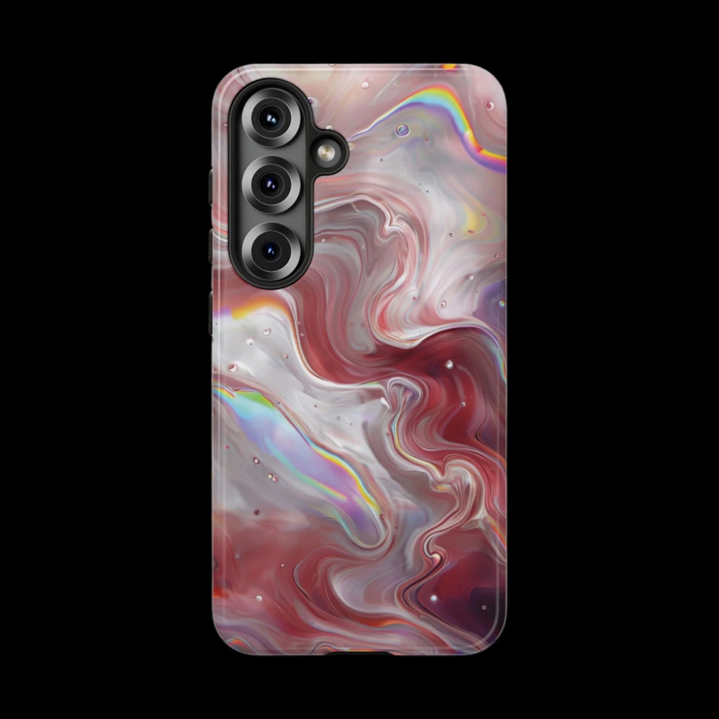 Abstract Swirl iPhone Case – Red & Holographic Marble Design - Durable & Stylish Cover