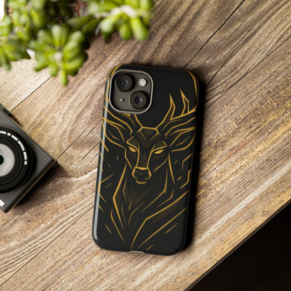 Phone Case with Black and Gold Deer Design – Elegant & Sophisticated Style