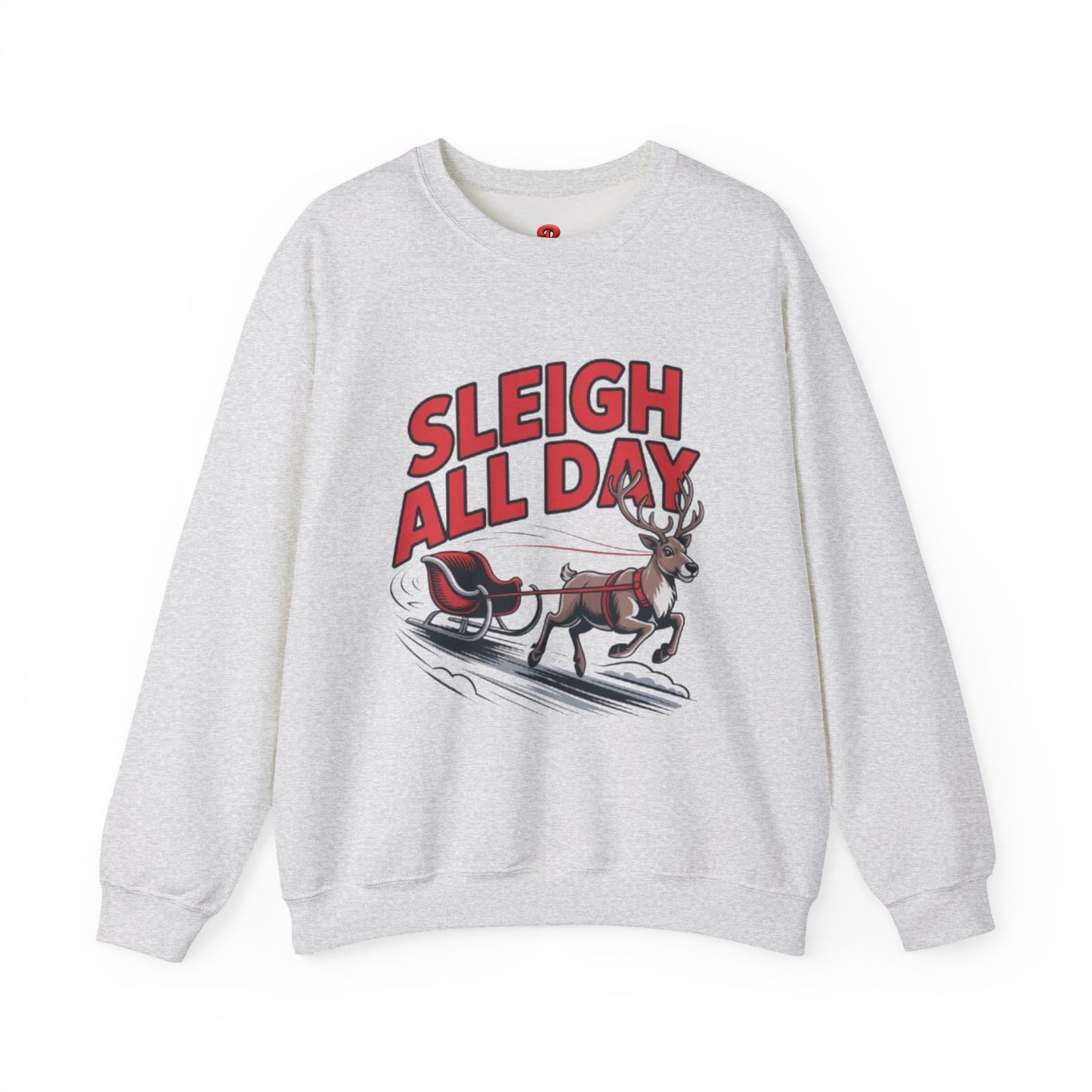 Sweatshirt Christmas Cheer – Sleigh All Day - Cozy Unisex Holiday Pullover with Reindeer Print, Funny Christmas Gift