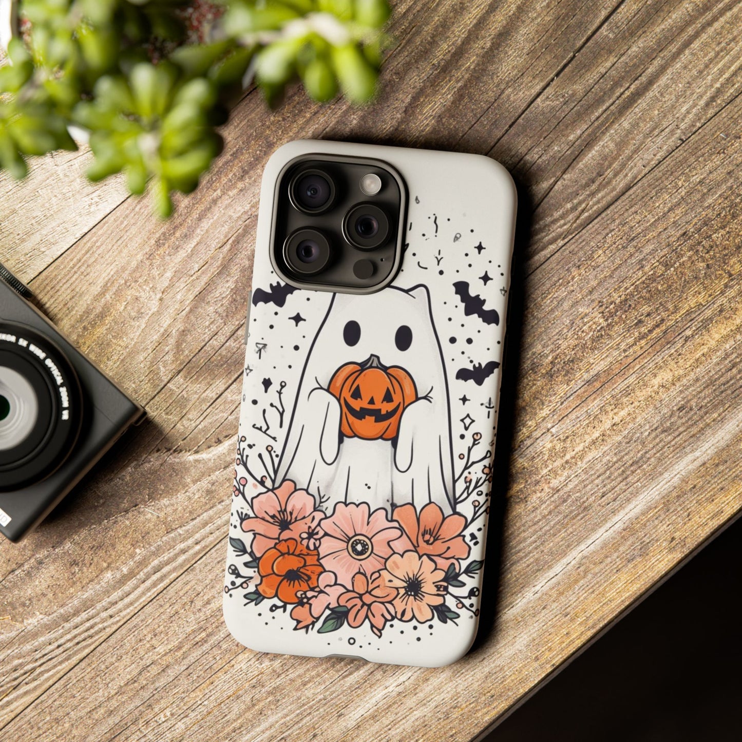 Halloween Phone Case with Ghost and Jack-O'-Lantern Design for Spooky Festive Style