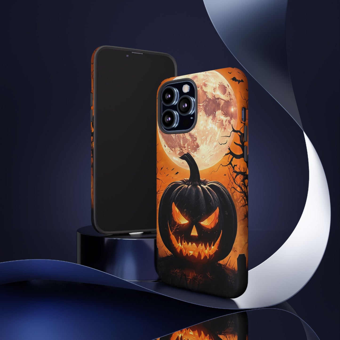 Halloween Pumpkin Phone Case – Haunted Night Scene Design