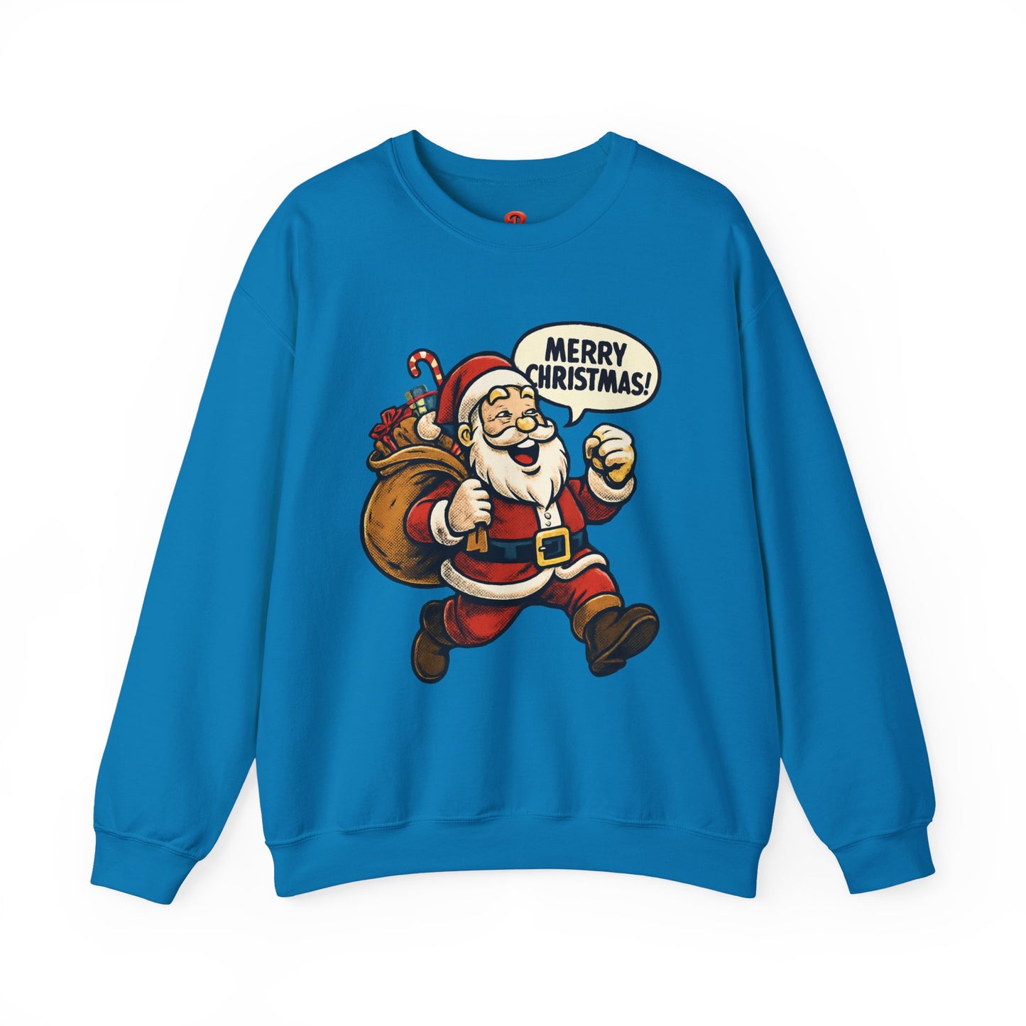 Merry Christmas Santa Sweatshirt – Holiday Santa Claus Crewneck with Gift Bag