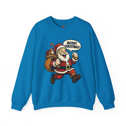 Merry Christmas Santa Sweatshirt – Holiday Santa Claus Crewneck with Gift Bag