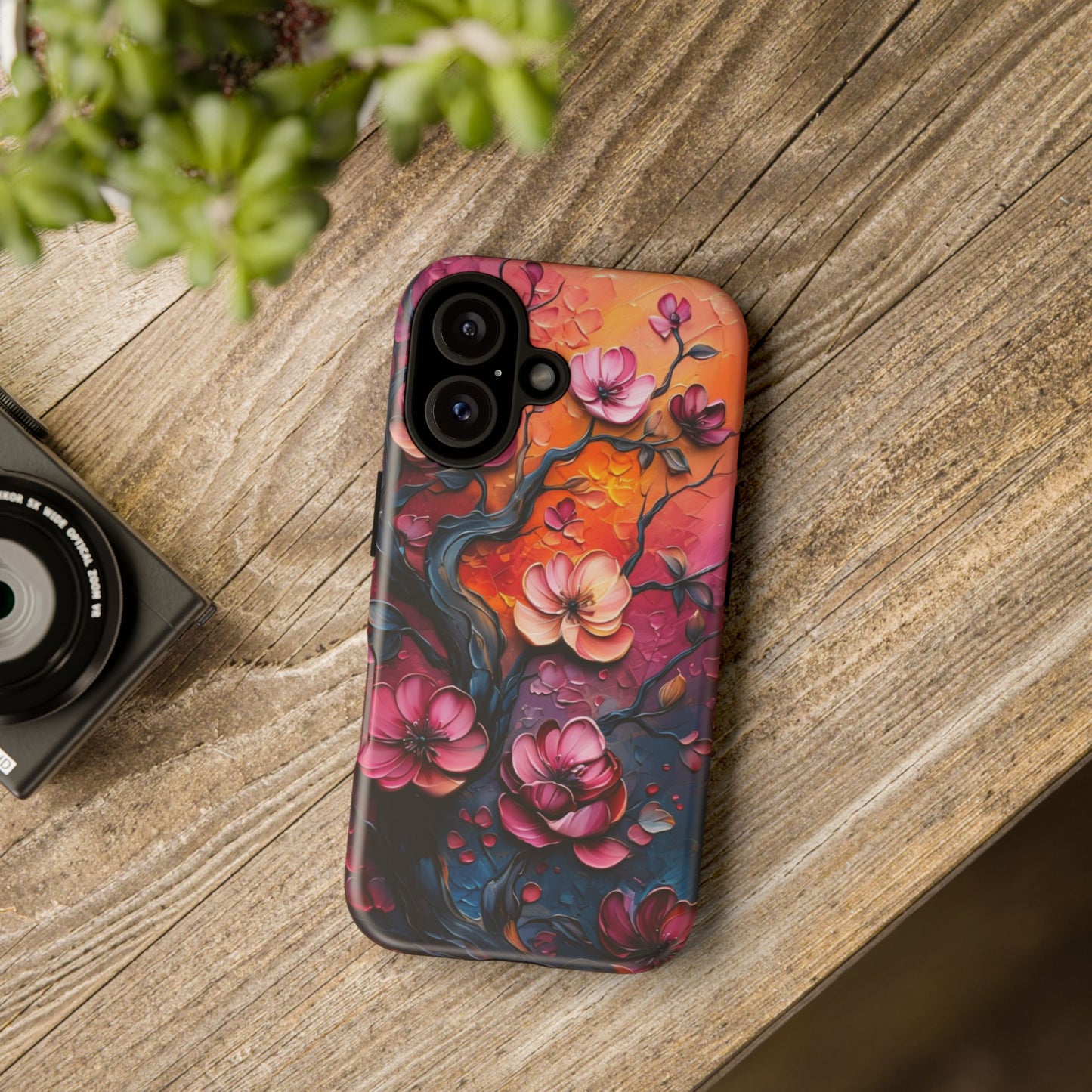 Colorful iPhone and Samsung Case with Artistic Blossoms – Protective Floral Cover