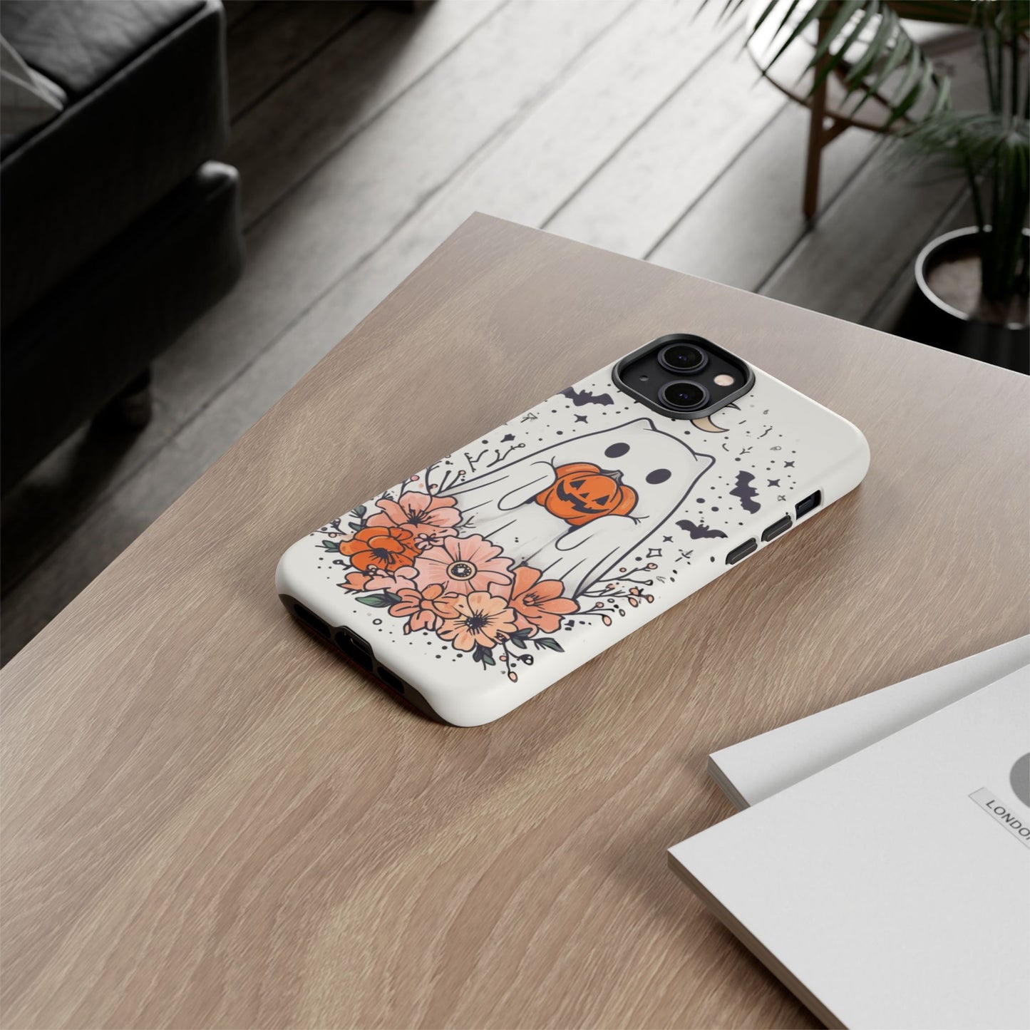 Halloween Phone Case with Ghost and Jack-O'-Lantern Design for Spooky Festive Style