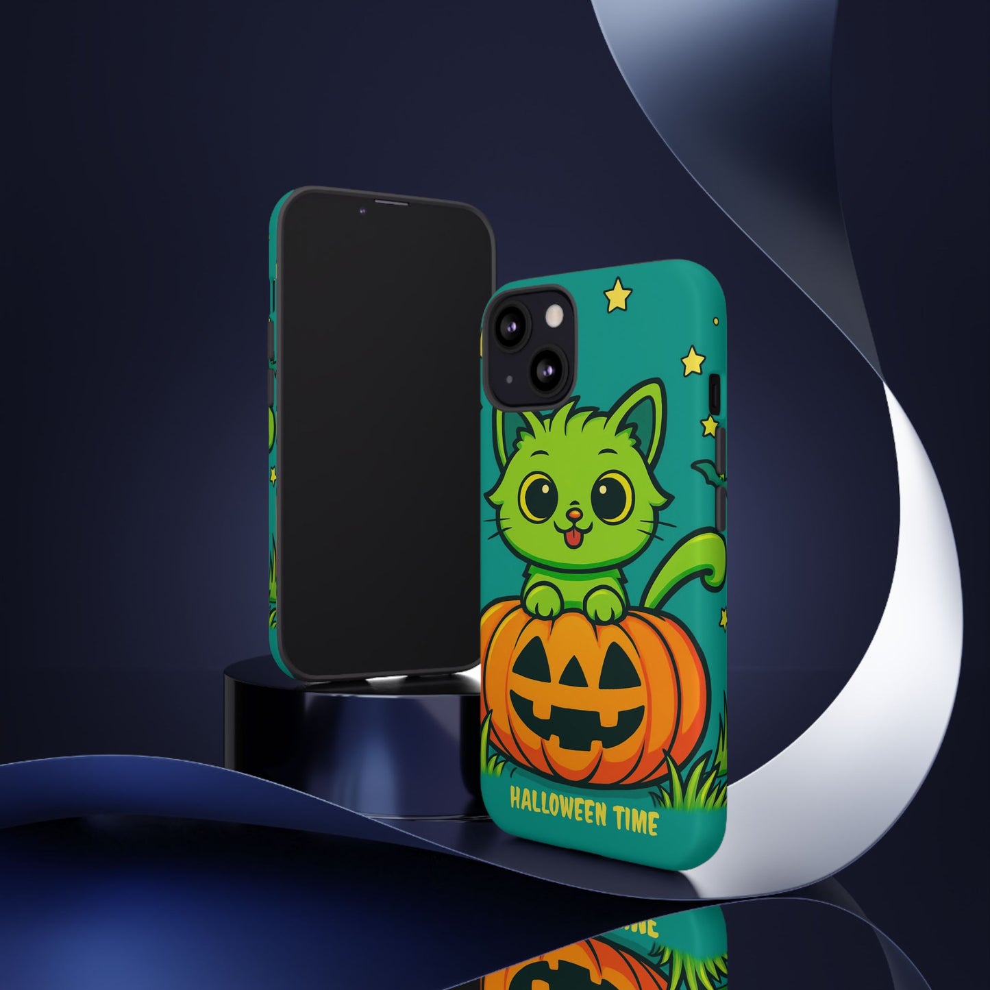 Cute Halloween Cat Phone Case with Jack-O'-Lantern Design – Perfect for Fall
