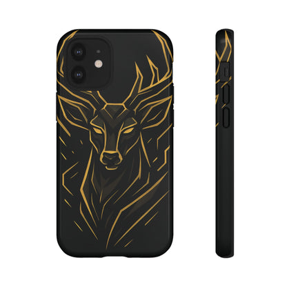Phone Case with Black and Gold Deer Design – Elegant & Sophisticated Style