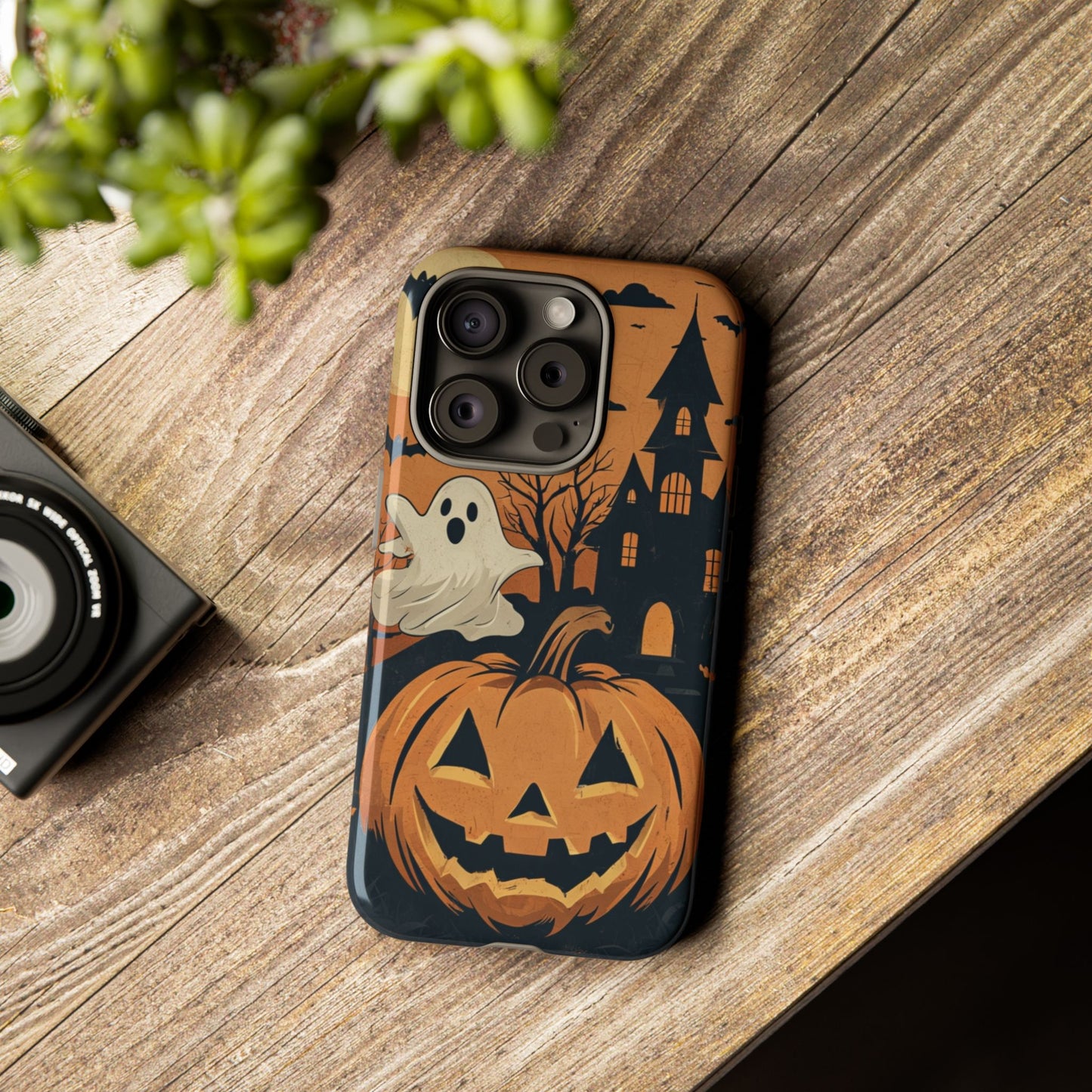 Halloween Ghost and Jack-O'-Lantern Phone Case – Spooky Season Protective Cover