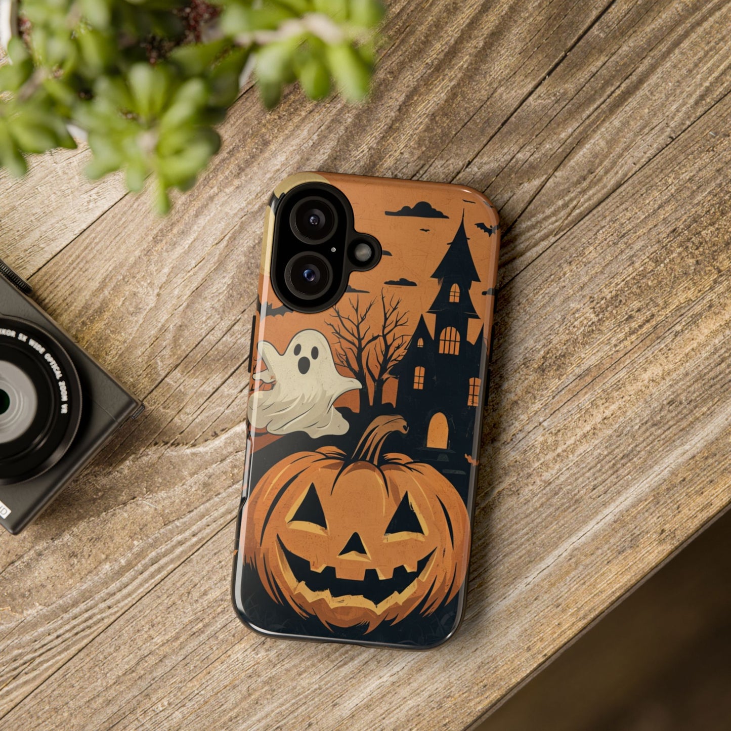 Halloween Ghost and Jack-O'-Lantern Phone Case – Spooky Season Protective Cover