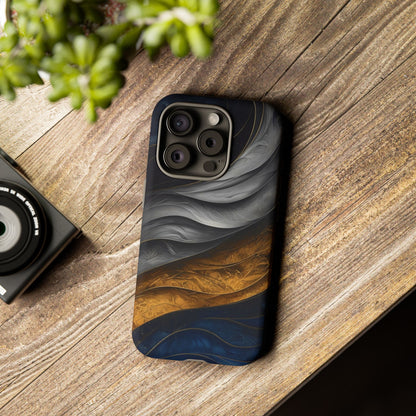 Phone Case Elegant Abstract Marble  – Gold, Grey & Navy Design