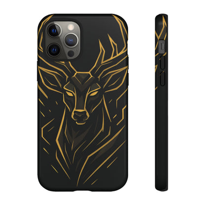Phone Case with Black and Gold Deer Design – Elegant & Sophisticated Style