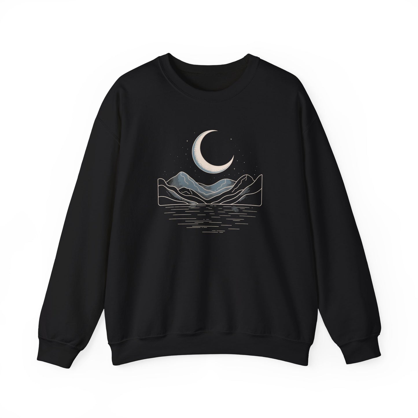 Sweatshirt Moon and Mountain Design – Cozy Long Sleeve Pullover for Fall & Winter