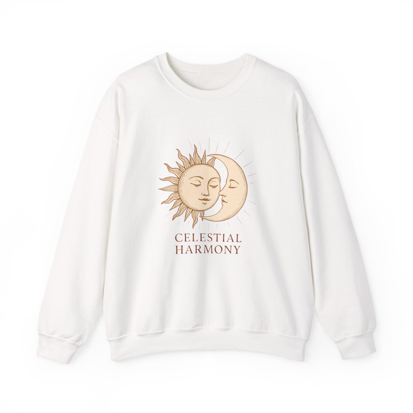 Unisex  Sweatshirt – Celestial Harmony Sun and Moon Print, Soft Cotton Blend