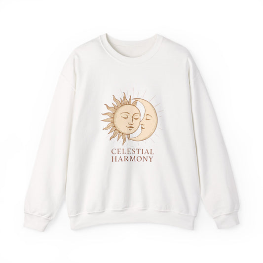 Unisex  Sweatshirt – Celestial Harmony Sun and Moon Print, Soft Cotton Blend