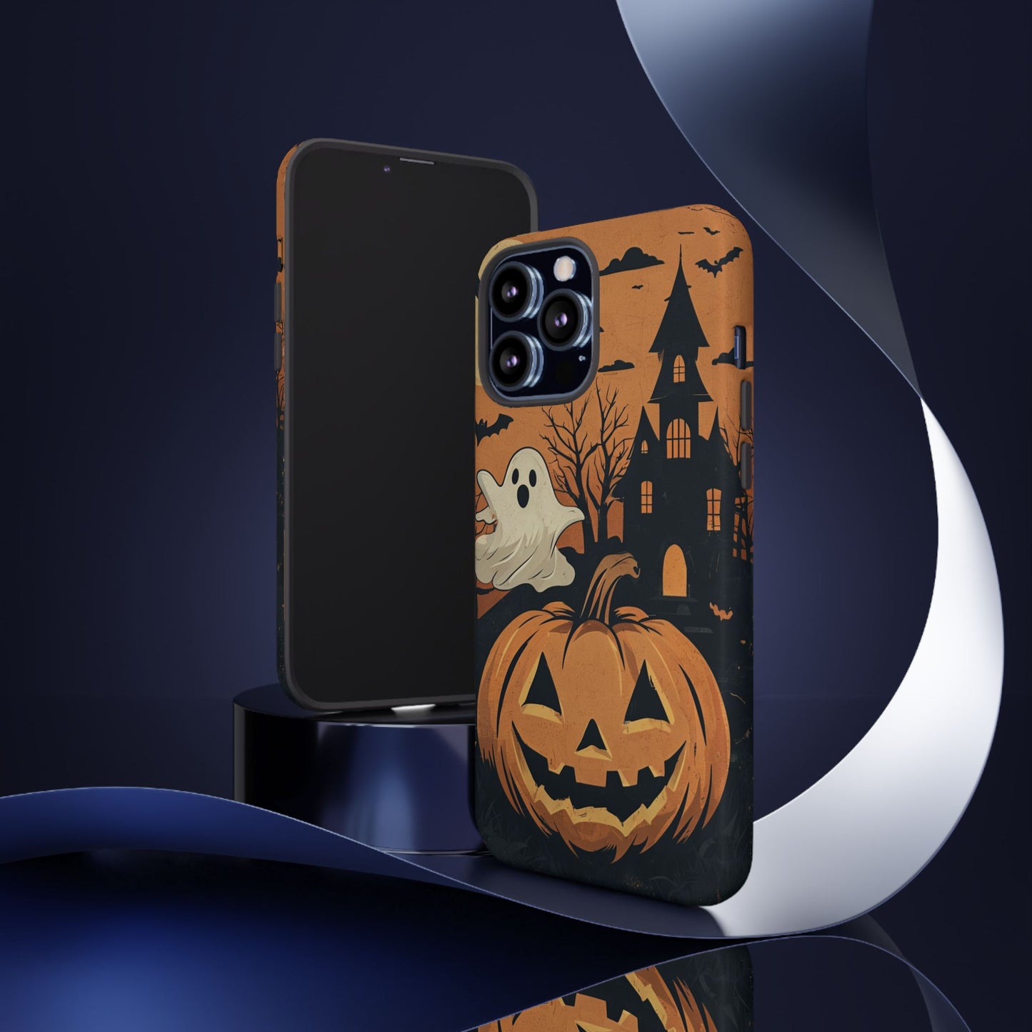 Halloween Ghost and Jack-O'-Lantern Phone Case – Spooky Season Protective Cover