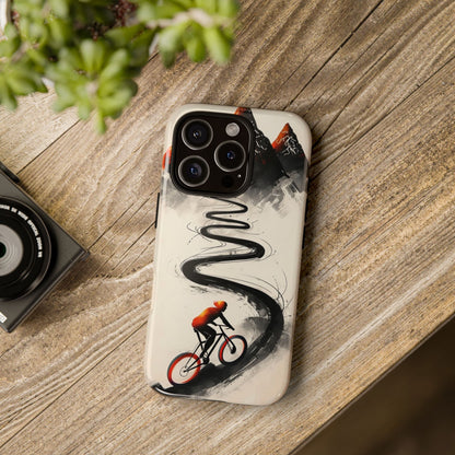 Phone Case Cyclist Climbing Mountain Road – Outdoor Adventure Protective Cover