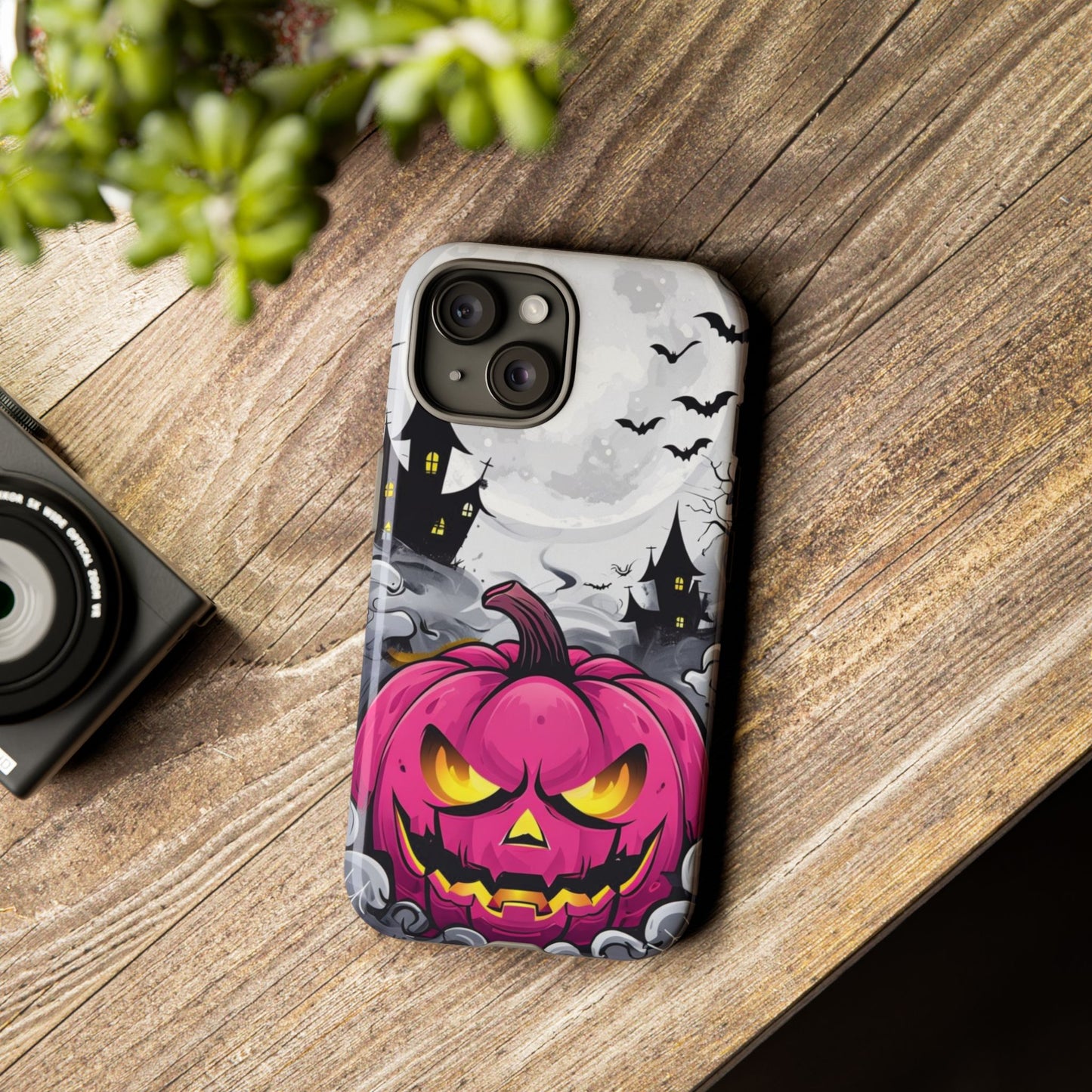 Spooky Halloween Pumpkin Phone Case with Haunted Night Scene – Perfect for Fall & Trick-or-Treating