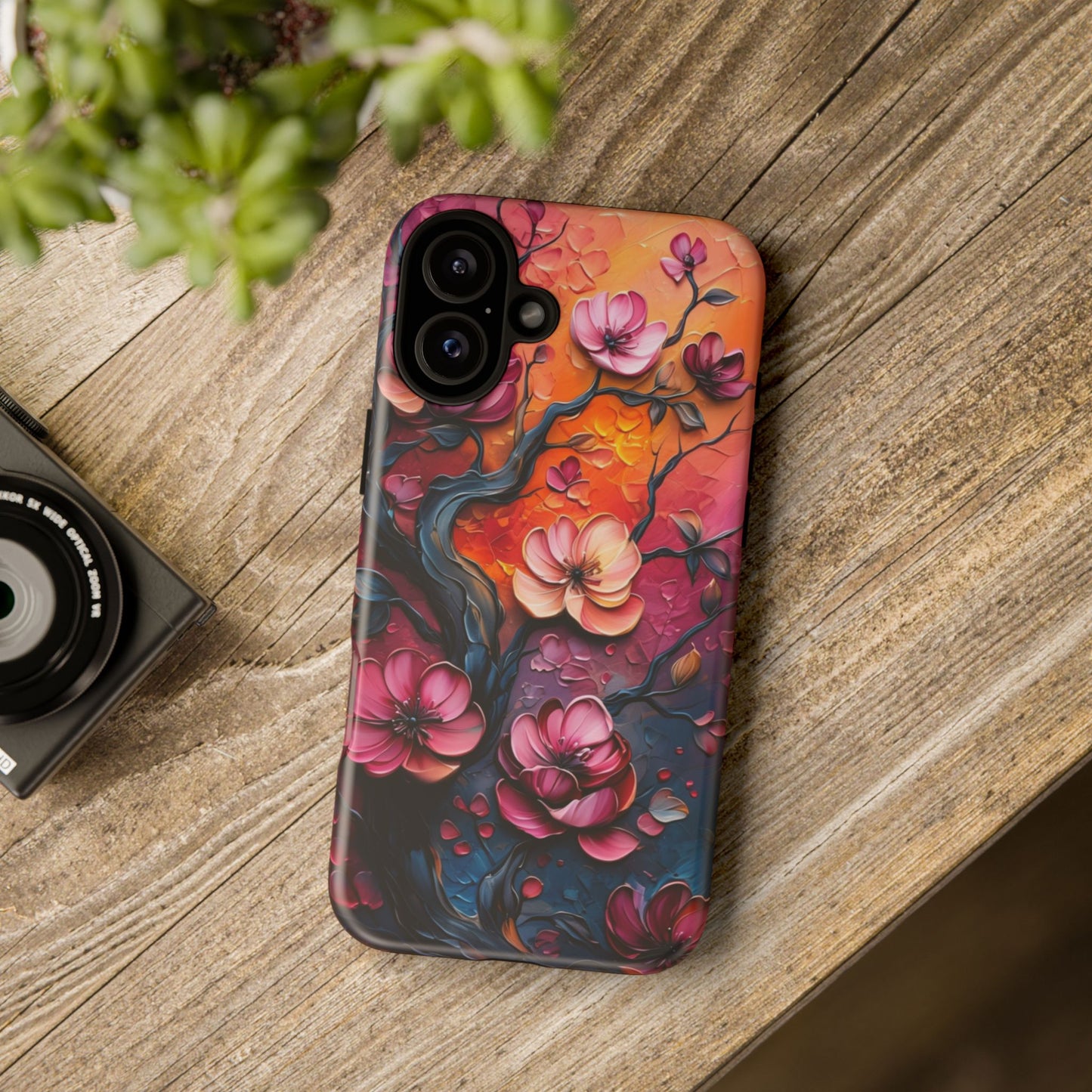 Colorful iPhone and Samsung Case with Artistic Blossoms – Protective Floral Cover