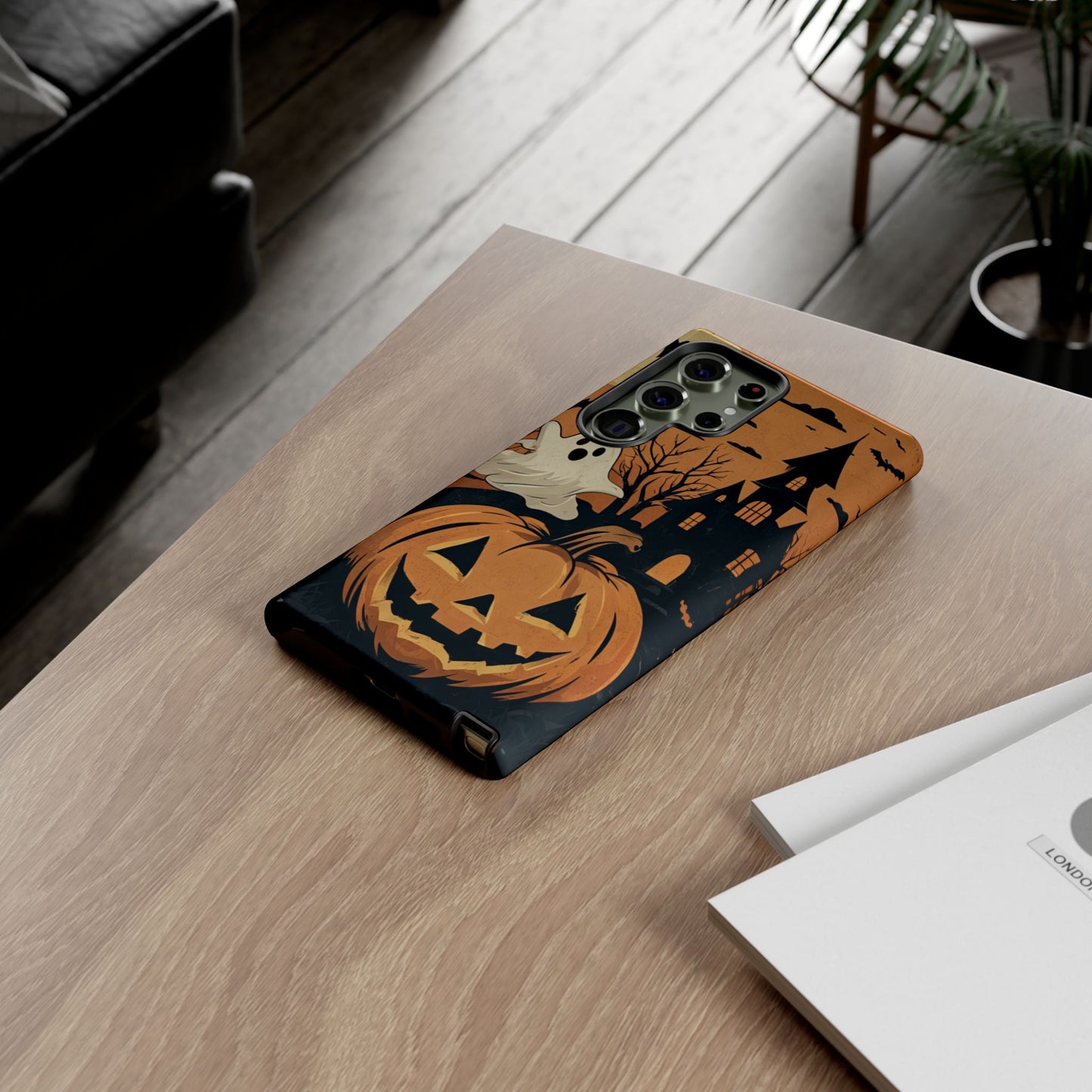 Halloween Ghost and Jack-O'-Lantern Phone Case – Spooky Season Protective Cover