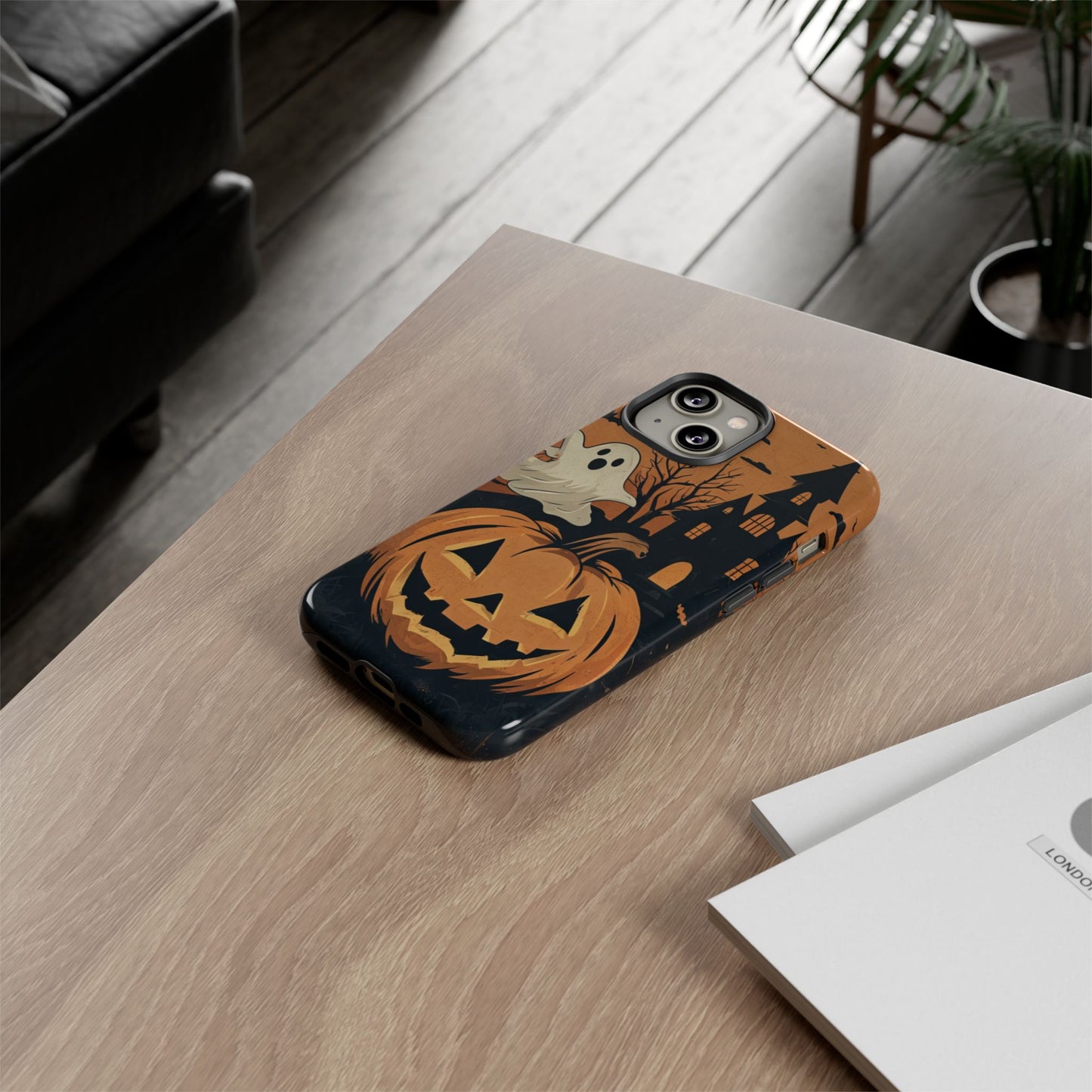 Halloween Ghost and Jack-O'-Lantern Phone Case – Spooky Season Protective Cover
