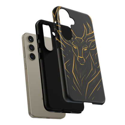 Phone Case with Black and Gold Deer Design – Elegant & Sophisticated Style