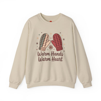 Warm Hands Warm Heart Sweatshirt – Cozy Mitten Design - Winter Sweatshirt