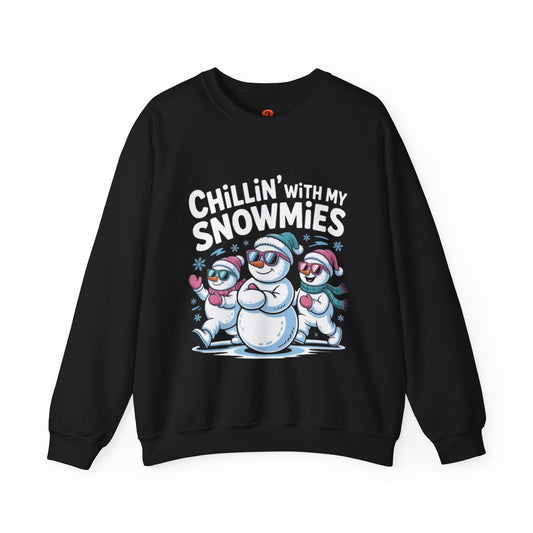 Chilling With My Snowmies Sweatshirt – Funny Christmas Graphic Pullover, Cozy Holiday Winter Sweater