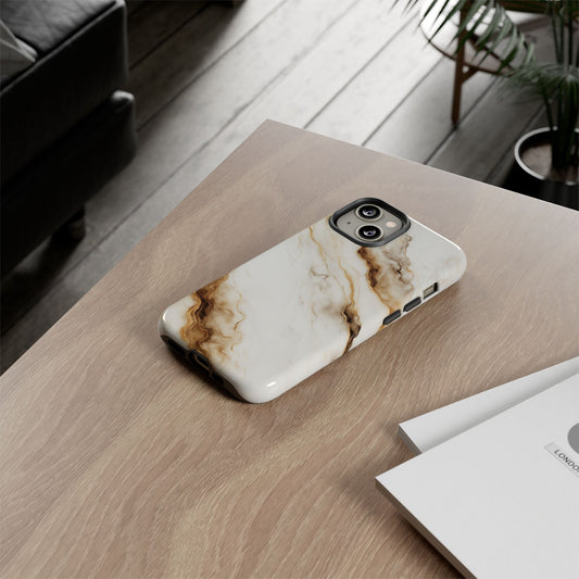 Phone Case Marble – Elegant Luxury Phone Cover, Sleek Design, Brown Beige Marble Pattern