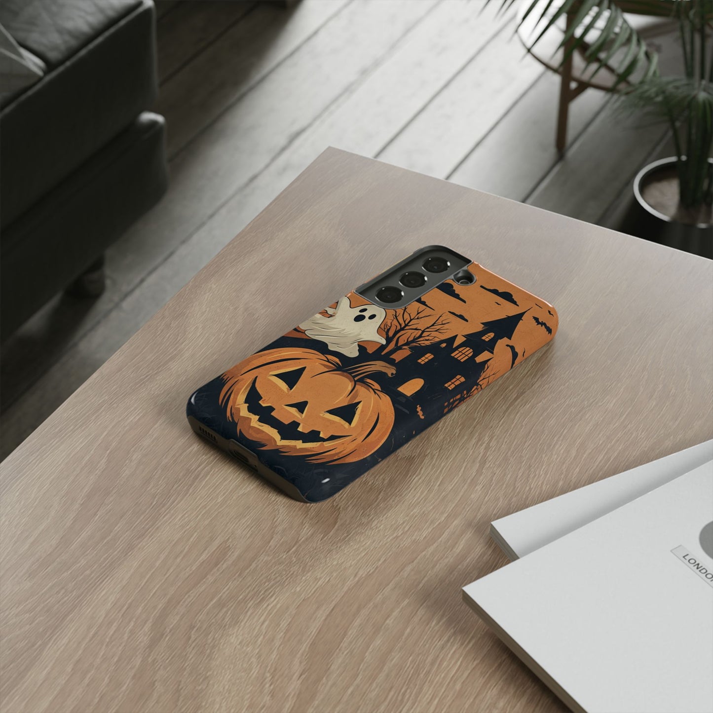Halloween Ghost and Jack-O'-Lantern Phone Case – Spooky Season Protective Cover