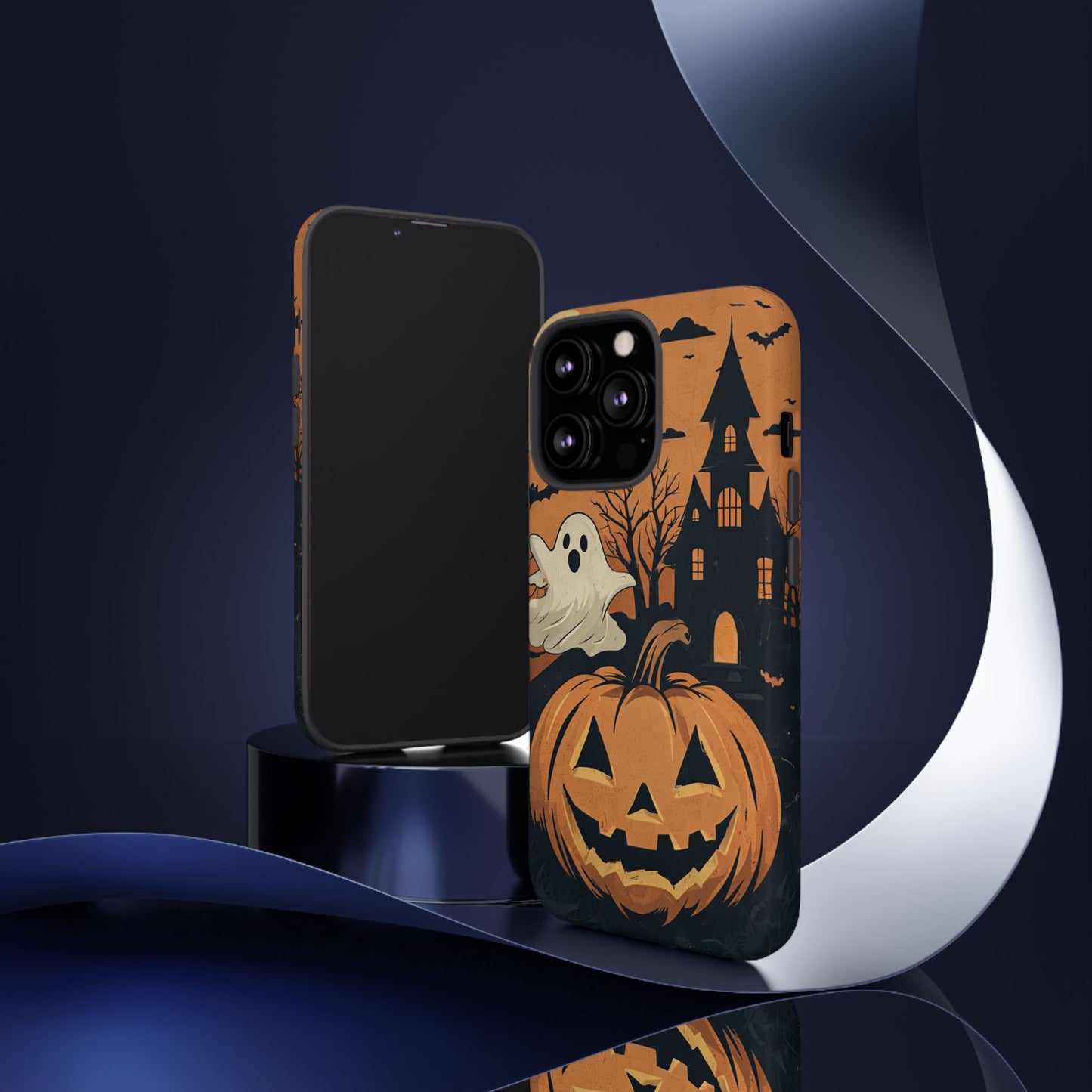 Halloween Ghost and Jack-O'-Lantern Phone Case – Spooky Season Protective Cover