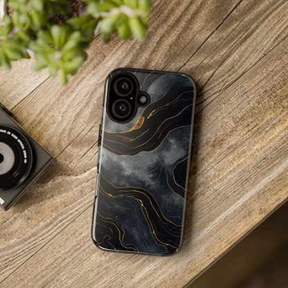 Phone Case Dark Elegance  with Gold Accents – Stylish & Protective Cover