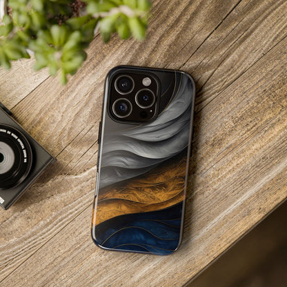 Phone Case Elegant Abstract Marble  – Gold, Grey & Navy Design