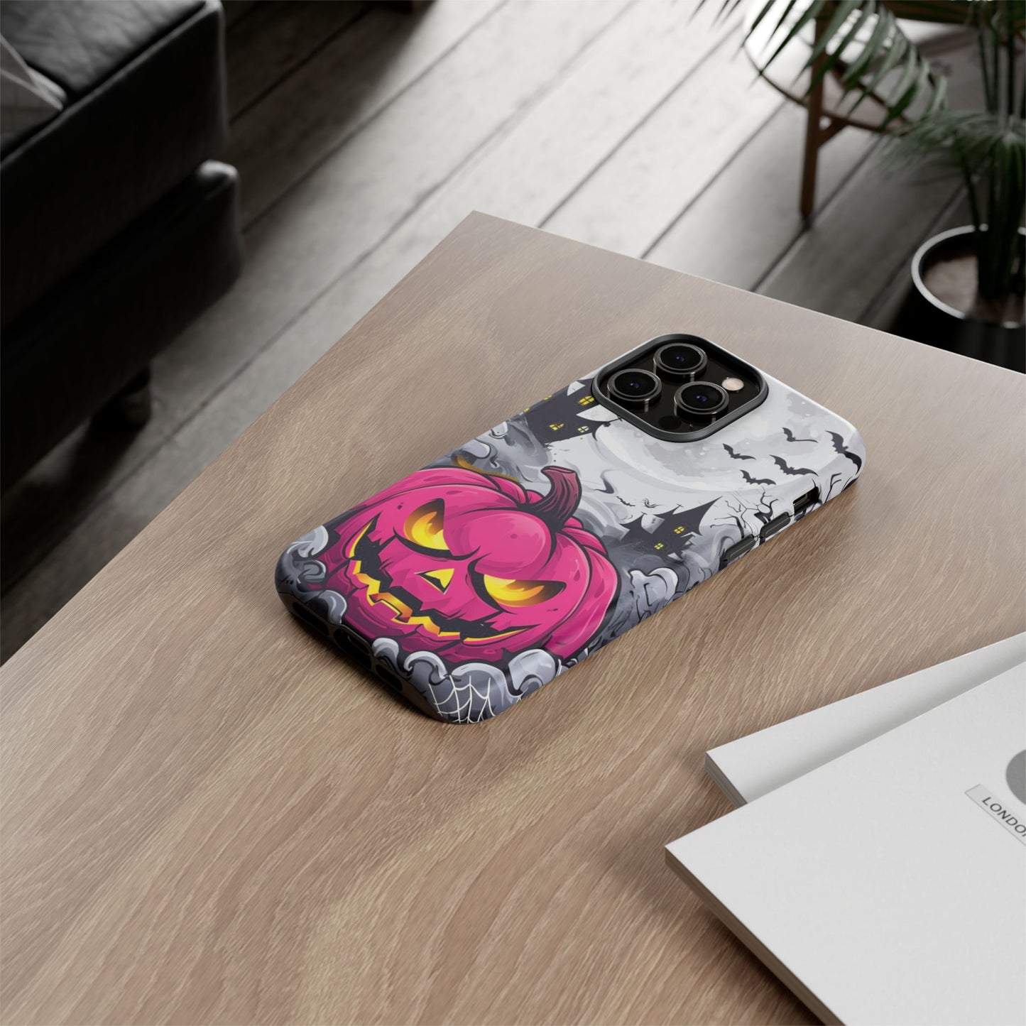 Spooky Halloween Pumpkin Phone Case with Haunted Night Scene – Perfect for Fall & Trick-or-Treating