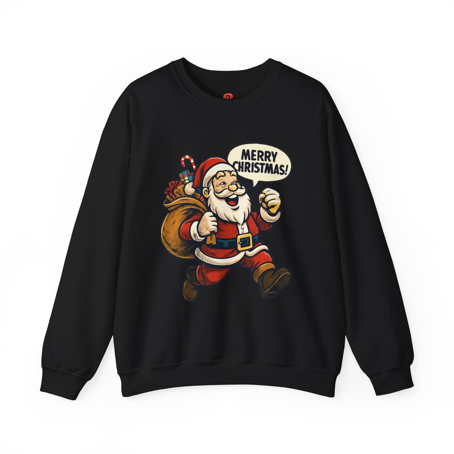 Merry Christmas Santa Sweatshirt – Holiday Santa Claus Crewneck with Gift Bag