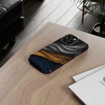 Phone Case Elegant Abstract Marble  – Gold, Grey & Navy Design