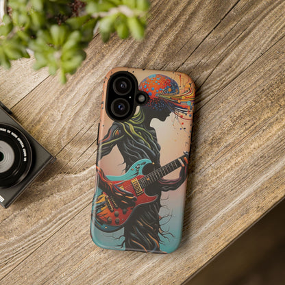 Phone Case Psychedelic Tree Guitarist – Abstract Music Art Cover