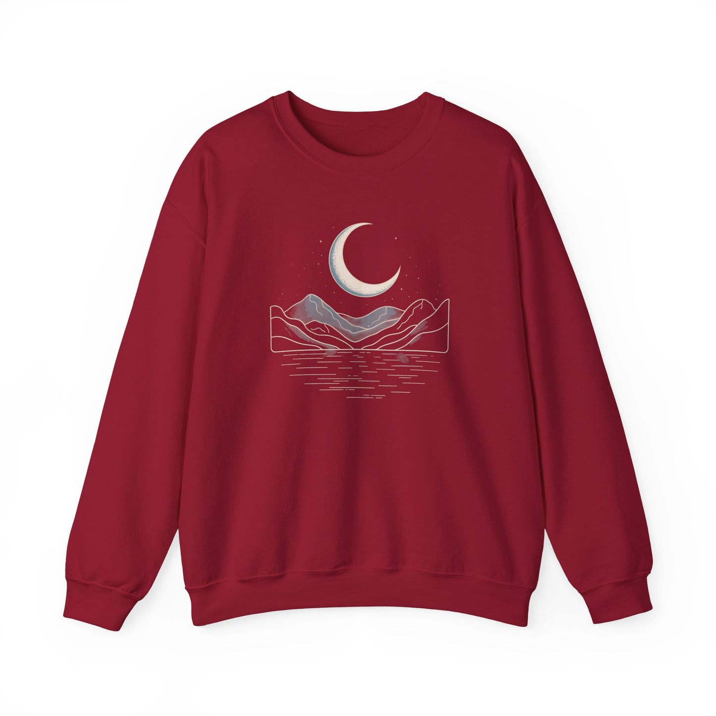 Sweatshirt Moon and Mountain Design – Cozy Long Sleeve Pullover for Fall & Winter
