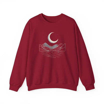 Sweatshirt Moon and Mountain Design – Cozy Long Sleeve Pullover for Fall & Winter