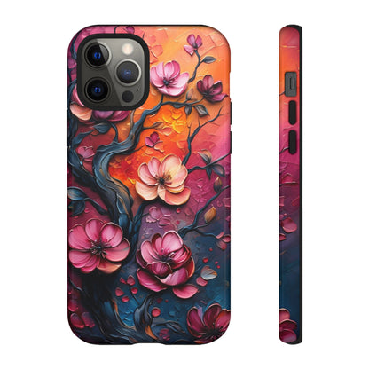 Colorful iPhone and Samsung Case with Artistic Blossoms – Protective Floral Cover