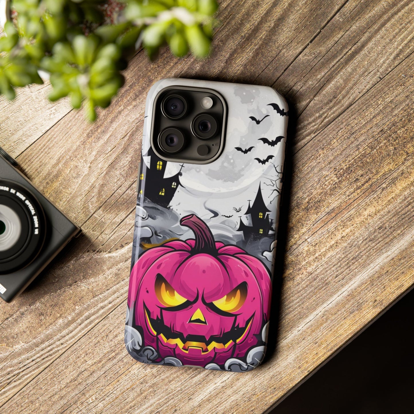 Spooky Halloween Pumpkin Phone Case with Haunted Night Scene – Perfect for Fall & Trick-or-Treating