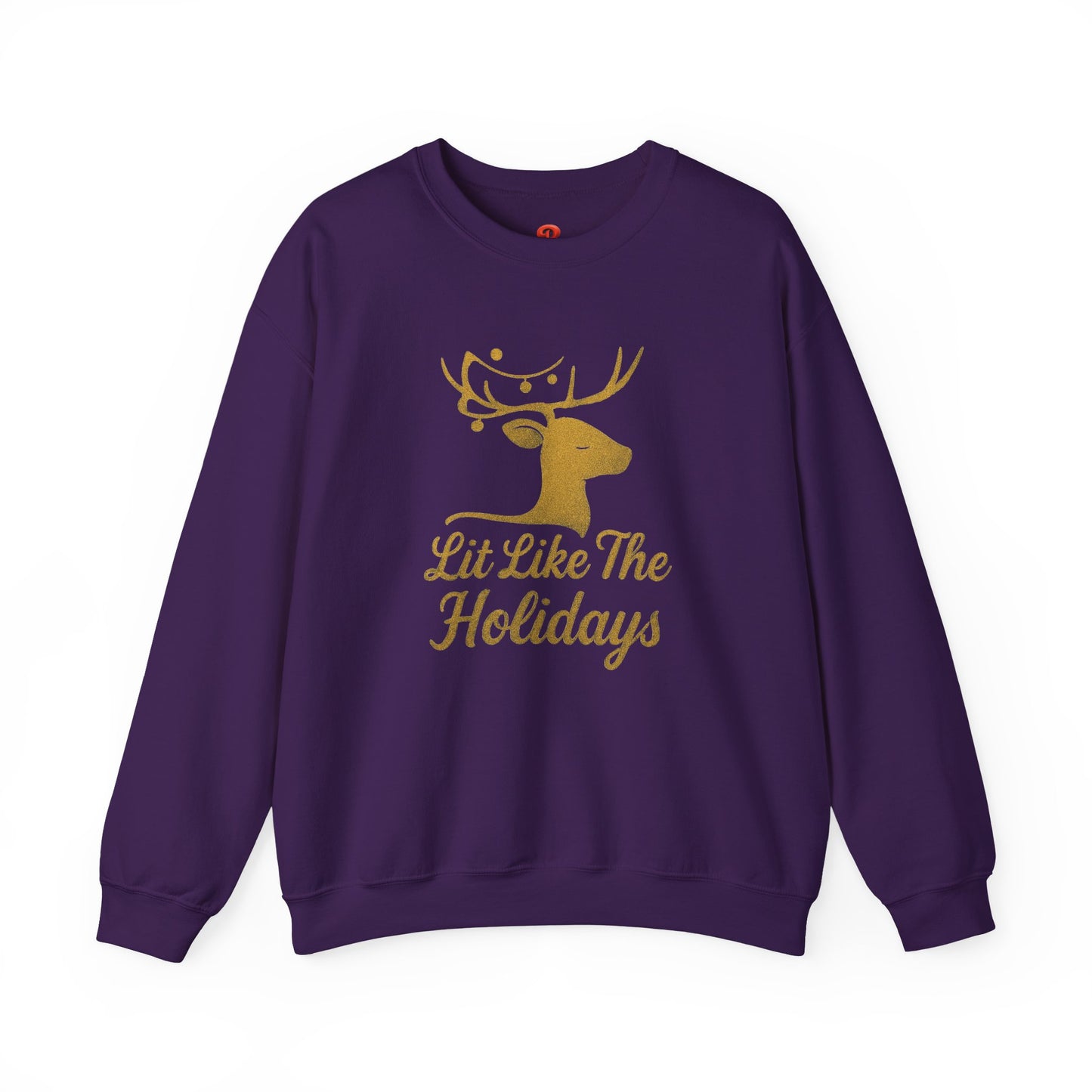 Christmas Sweatshirt "Lit Like The Holidays" – Reindeer Graphic Fleece Pullover, Festive Winter Gift