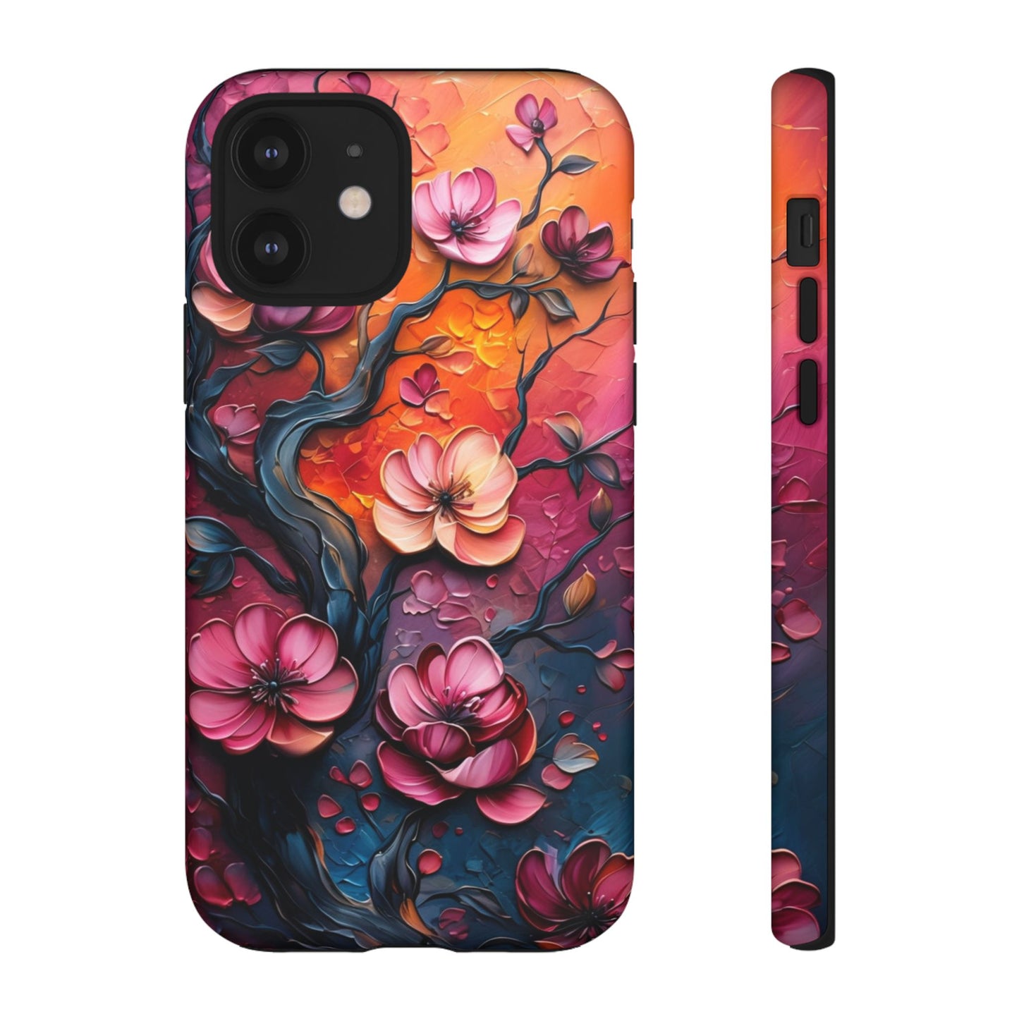 Colorful iPhone and Samsung Case with Artistic Blossoms – Protective Floral Cover