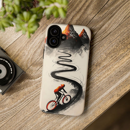 Phone Case Cyclist Climbing Mountain Road – Outdoor Adventure Protective Cover